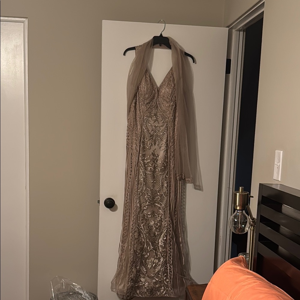 Elegant Taupe Wedding Dress